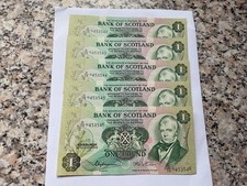 5 x 1979 Consecutive  Bank Of Scotland £1.00 One Pound Banknote D15