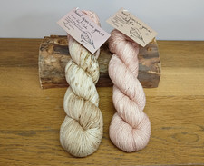 SWEET SPARROW YARNS x 2 skeins 'Tea & Cake' Gosling & 'Dusty Rose' Sandpiper