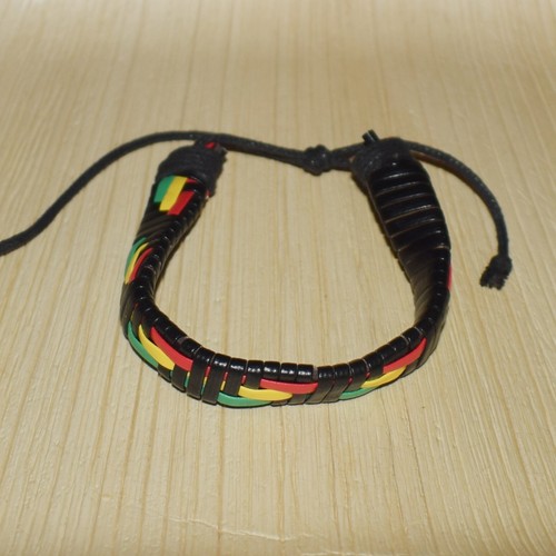 Rasta leather bracelet - bracelet, in