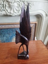 Vintage Mid Century Balinese Wood Carved Heron 22cm tall 