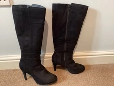 Dune Black Suede Knee High