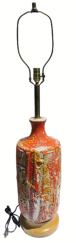 Mcm firey orange pottery table - mcm,
