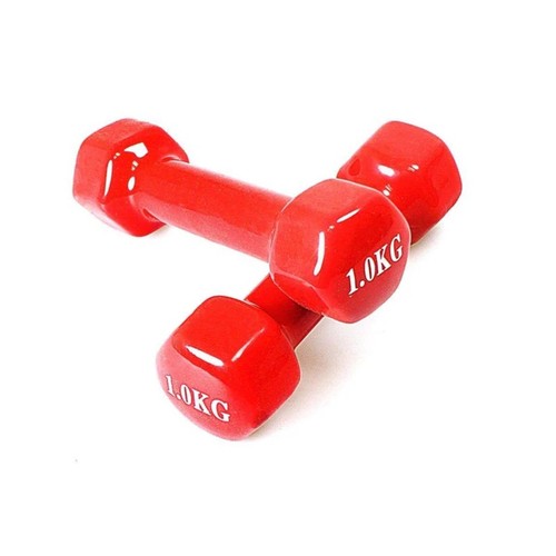 Red 1kg vinyl dumbbell - red,
