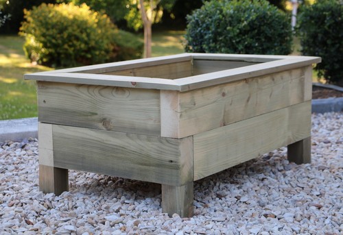 Rustic wooden garden planter - garden,