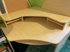 Maple Corner Desk - Home Office Workstation w/ Shelves & Slide-out Keyboard Tray