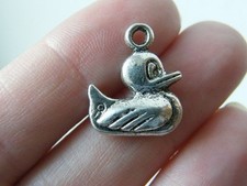 24 Duck charms antique silver tone B138