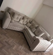 Corner Sofa | 2C2 | Lily | Cream Plush Velvet | Brand New 