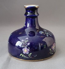 ANTIQUE MASON'S IRONSTONE PAINTED FLOWERS MAZARINE BLUE SCENT BOTTLE C1815-25