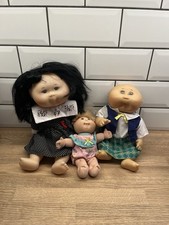 3 x Cabbage Patch Dolls Mattel 1995 First Edition Black Hair Hard soft body