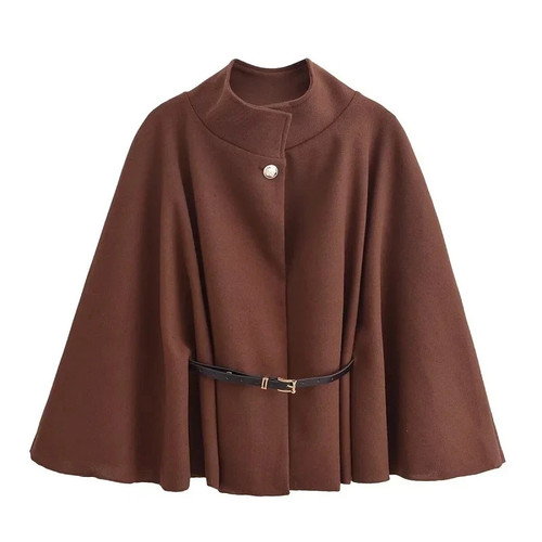 Ladies belted poncho cape - ladies,