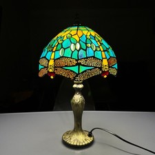 Tiffany Lamps, Stained Glass Handmade Tiffany Vintage Bedside Table Lamps