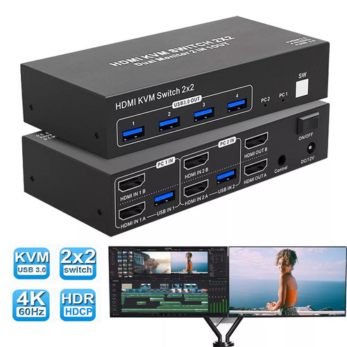60hz dual monitor hdmi kvm - 4k,