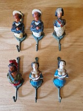 Pirate Cold Painted Metal Wall Hanging Coat Hooks Figureheads, 14.5cm High