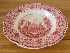 Vintage 1930s Woods Burslem red transferware plate depicting Bath Abbey