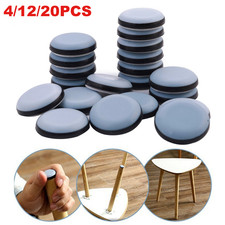 4-20x Round Furniture Gliders Self Adhesive Teflon Sliders Floor Mover Pads Grey