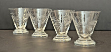 Pretty Set of Four Crystal 1920's Art Deco Engraved Liqueur Glasses x 4  VGC