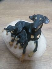 Vintage HEREDITIES mother Doberman and her babies signed 