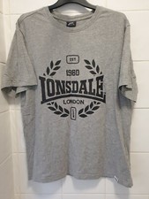 LONSDALE BOXING LDN LONDON Grey T Shirt, Size XL Spellout LOGO Tee 48" 