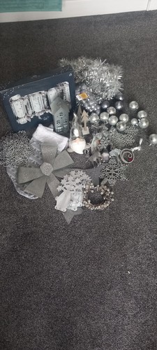 Silver christmas decor - christmas, set