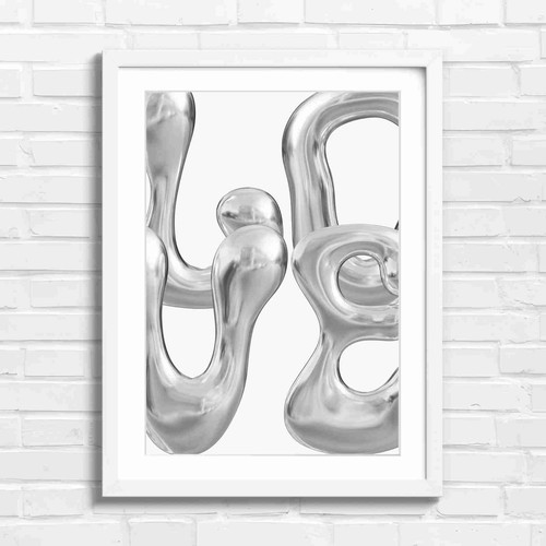 Chrome abstract sculpture art - chrome,