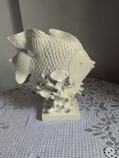 Decorative White Wood Fish Ornament