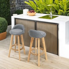 2 Pack Grey Linen Upholstered