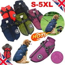 Dogs Coat Waterproof With Harness Jacket Raincoat Winter Zip Warm Coats Pet Hole