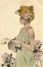 Postcard Tuck's Continental Series #4003 MM Vienna Pastel Girl Reading Letter 