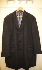 mens MANSIZE GREY HERRINGBONE WOOL+CASHMERE BLEND OVERCOAT SIZE 48"R CHEST