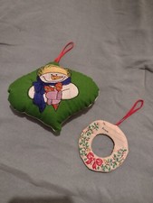 Vintage, Material, Christmas, Decorations, Vgc