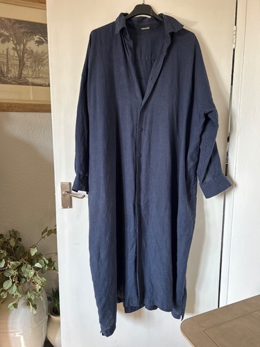 Eskandar navy blue linen - , shirt