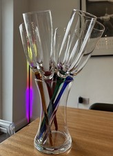 6 x Stemless Champagne Flutes with Holder Stand Vase Harlequin 32.5 cm Long 