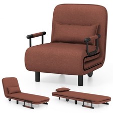 3-in-1 Convertible Sleeper Chair Chaise Lounge with Folding Sofa Bed Brown