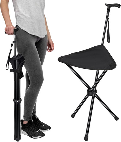Cane with seat folding - with,