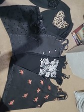 Black Dress Pinafore Skirt Jumper Leppard Print Goth Girls Bundle Age 11-12-13