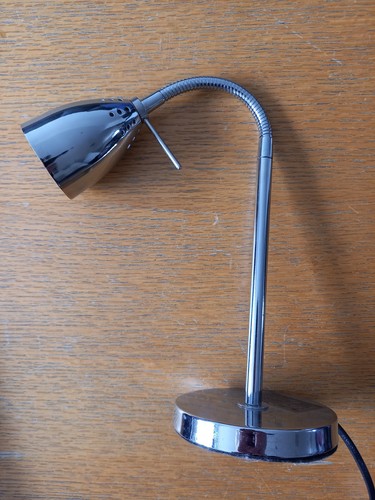 Small chrome desk - chrome, lamp
