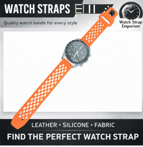 Orange rubber watch strap band - rubber,