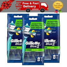 Gillette Blue II Plus Slalom Men's Disposable Razors 8's Pack Of 3