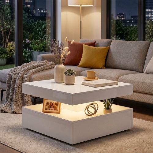Homcom led coffee table with - led,