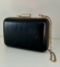 Carolina Herrera VIP 212 Black Clutch Bag Handbag Should Bag Gold Chain