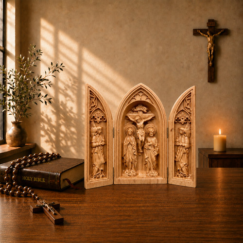 Crucifixion triptych wooden - triptych,