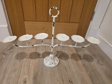 French Shabby Chic 3 branch Candelabra cast metal with acrylic bowls & droplets.