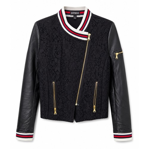 Express black lace bomber - black,