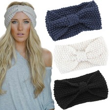 Knitted Bow Knot Headband Women Crochet Turban Winter Ear Warmer Birthday Gift