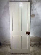 30"X 76 7/8" 1930s Internal Painted Pitch Pine Four Panel Door 2over2 Panelled