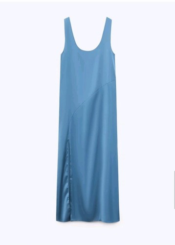 Zara long steel blue satin - zara,