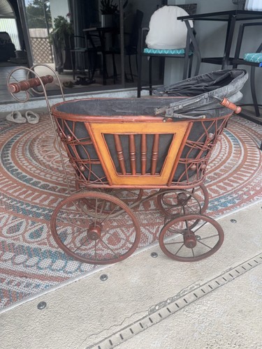 Vintage doll baby carriage - baby,