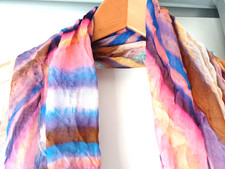 BNWT Weston Earth Images Purple/pink/blue Fluorite long Italian wrinkle Scarf