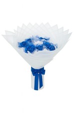 Handmade Blue Ribbon Rose Bouquet Gift White Wrapping Forever Flowers Keepsake