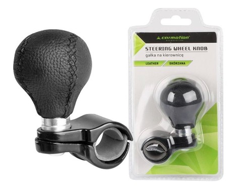 Black leather steering wheel - black,